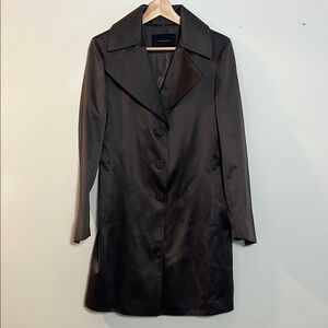 TAHARI Women's Black/Brown Trench Coat